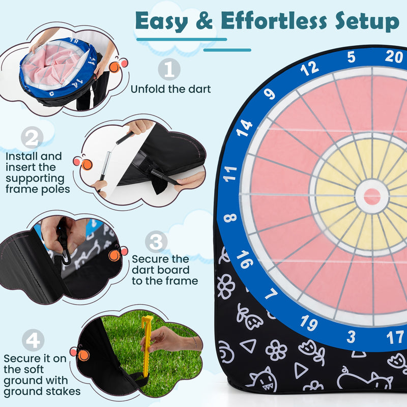 *Large Dart Board for Kids with 4 Kick Balls - Black