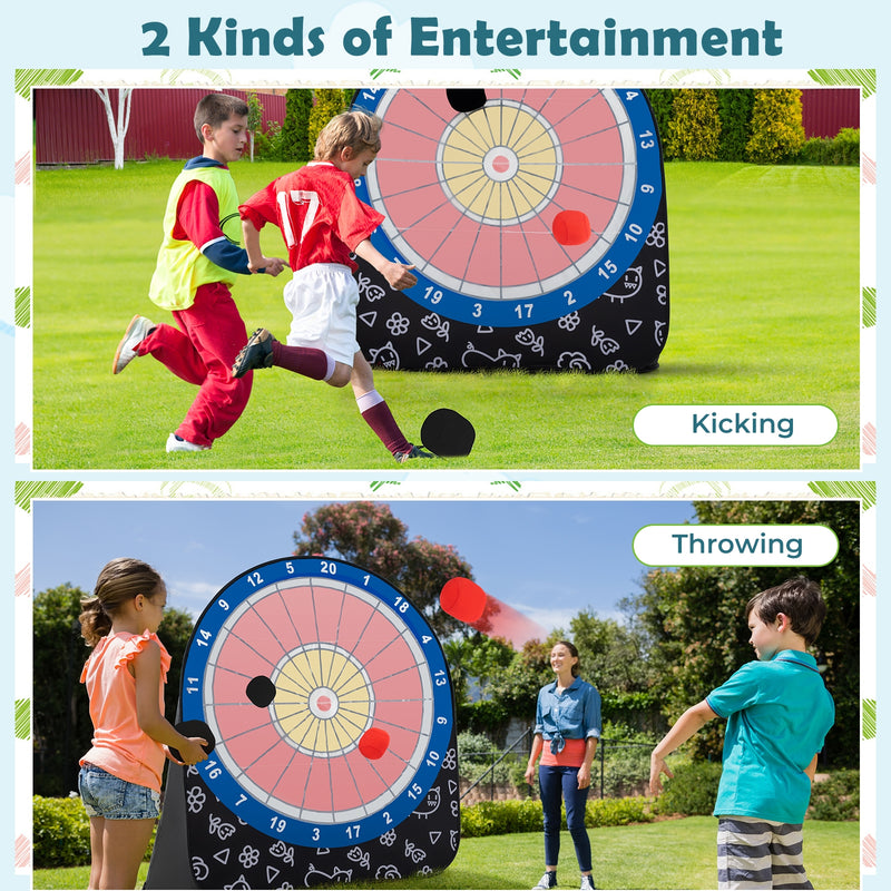 *Large Dart Board for Kids with 4 Kick Balls - Black