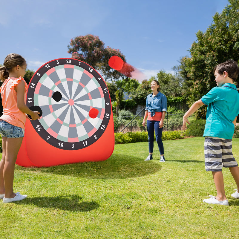 *Large Dart Board for Kids with 4 Kick Balls - Red