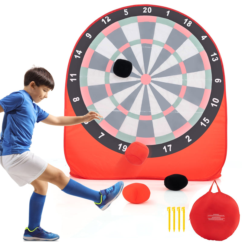 *Large Dart Board for Kids with 4 Kick Balls - Red