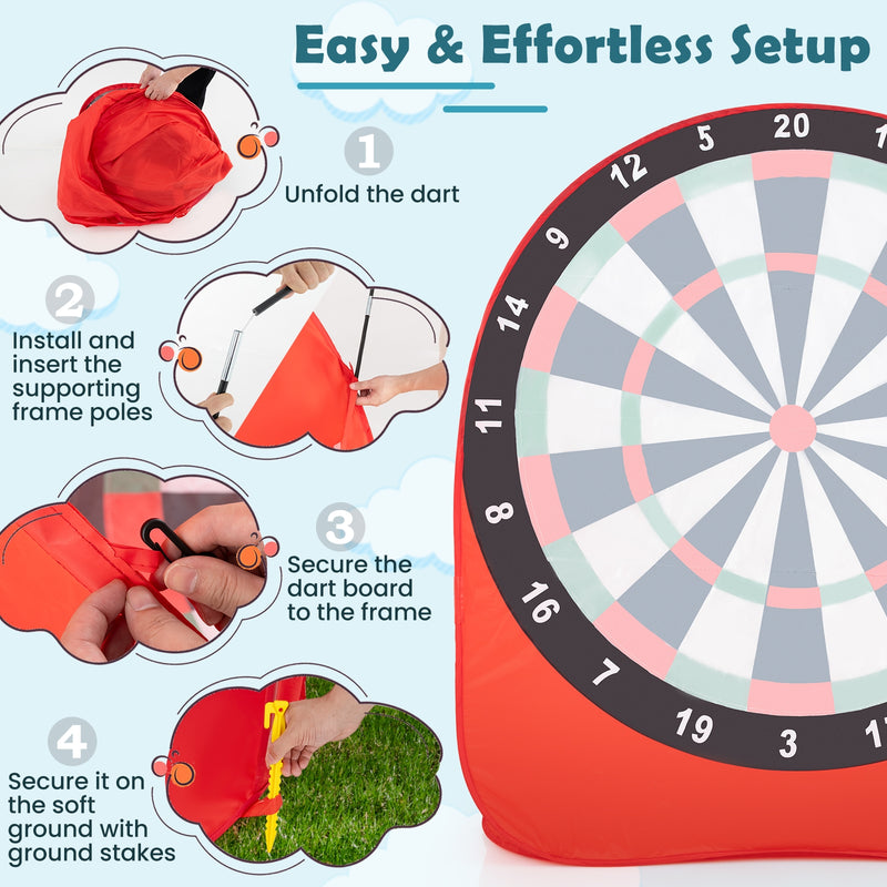 *Large Dart Board for Kids with 4 Kick Balls - Red