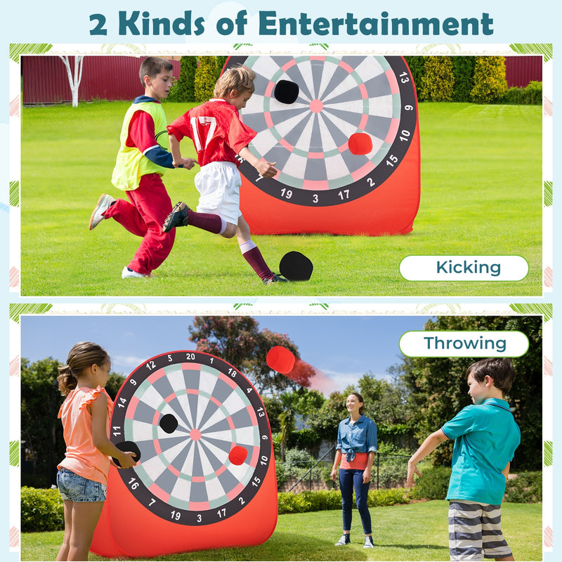 *Large Dart Board for Kids with 4 Kick Balls - Red