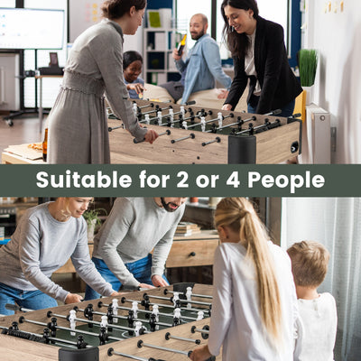 *54 Inch Foosball Table Arcade Soccer Game Table with 2 Balls and 26 Players - Natural
