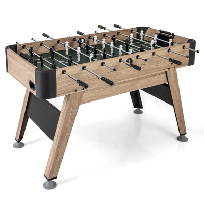 *54 Inch Foosball Table Arcade Soccer Game Table with 2 Balls and 26 Players - Natural