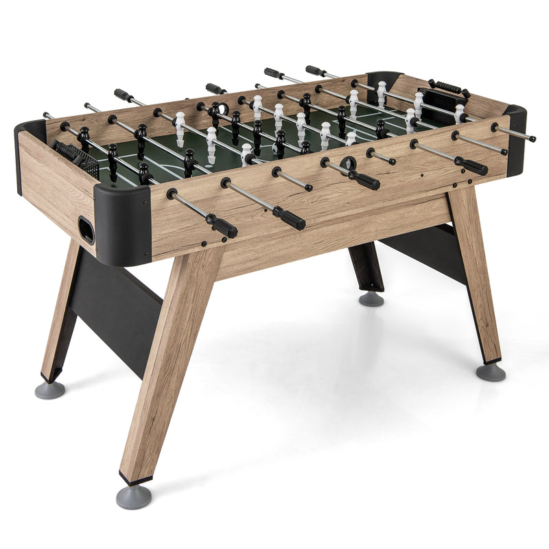 *54 Inch Foosball Table Arcade Soccer Game Table with 2 Balls and 26 Players - Natural
