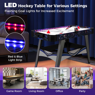 Air Powered Hockey Game Table with 2 Pushers and Pucks-Blue