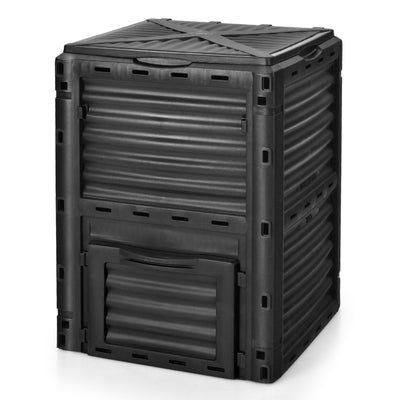 *80-Gallon Outdoor Composter with Large Openable Lid and Bottom Exit Door - Black