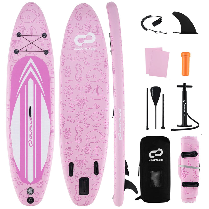 *Inflatable Stand up Paddle Board iSUP Board Accessories with 3 Fins and Backpack - S