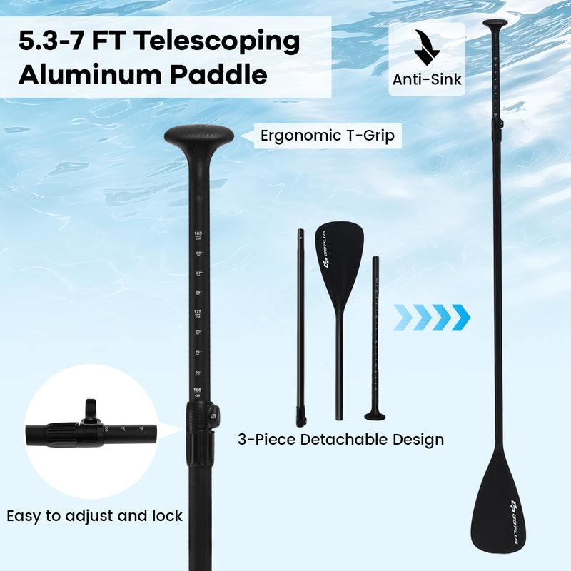 *Inflatable Stand up Paddle Board iSUP Board Accessories with 3 Fins and Backpack - S