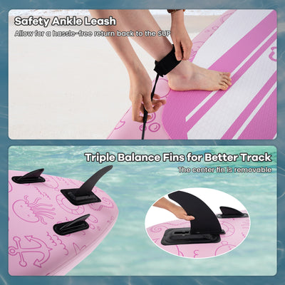 *Inflatable Stand up Paddle Board iSUP Board Accessories with 3 Fins and Backpack - S