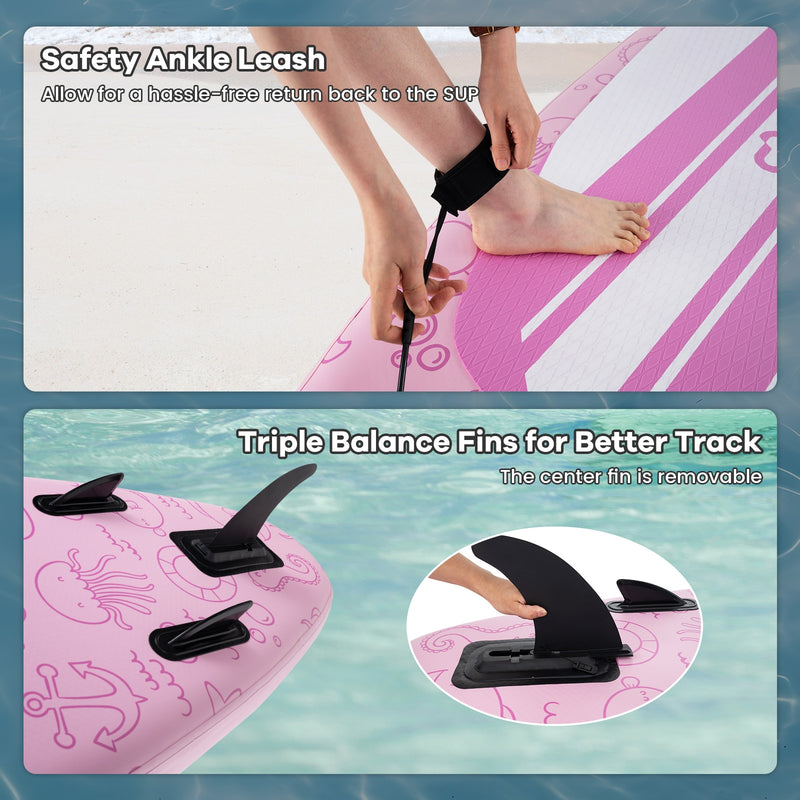 *Inflatable Stand up Paddle Board iSUP Board Accessories with 3 Fins and Backpack - S