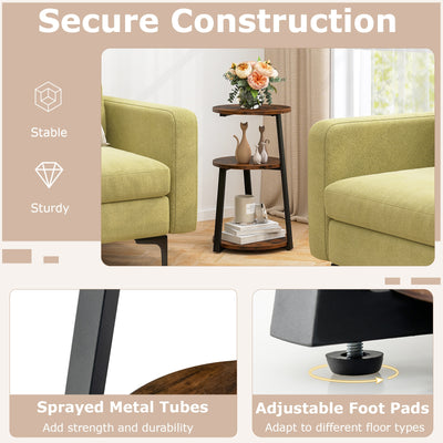 3-Tier Accent Round Side Table with Metal Frame-Set of 2