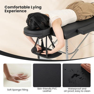 *84 Inches Professional Massage Lash Bed with Carrying Bag - Black