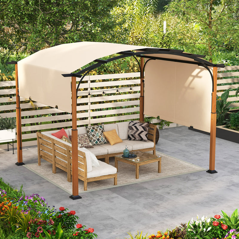 *10 x 12 FT Outdoor Retractable Pergola with Retractable Canopy for Patio - Beige