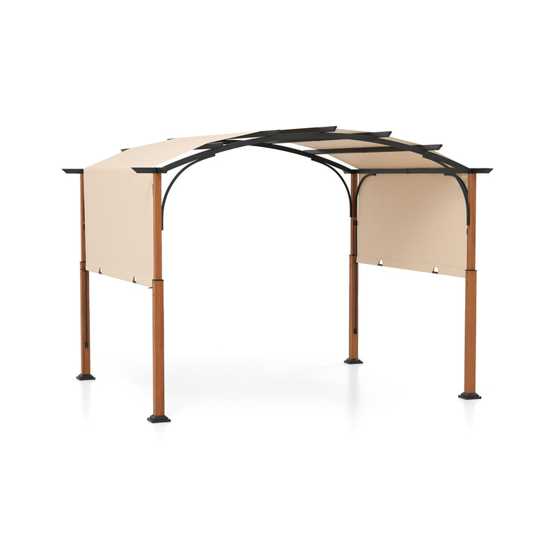 *10 x 12 FT Outdoor Retractable Pergola with Retractable Canopy for Patio - Beige