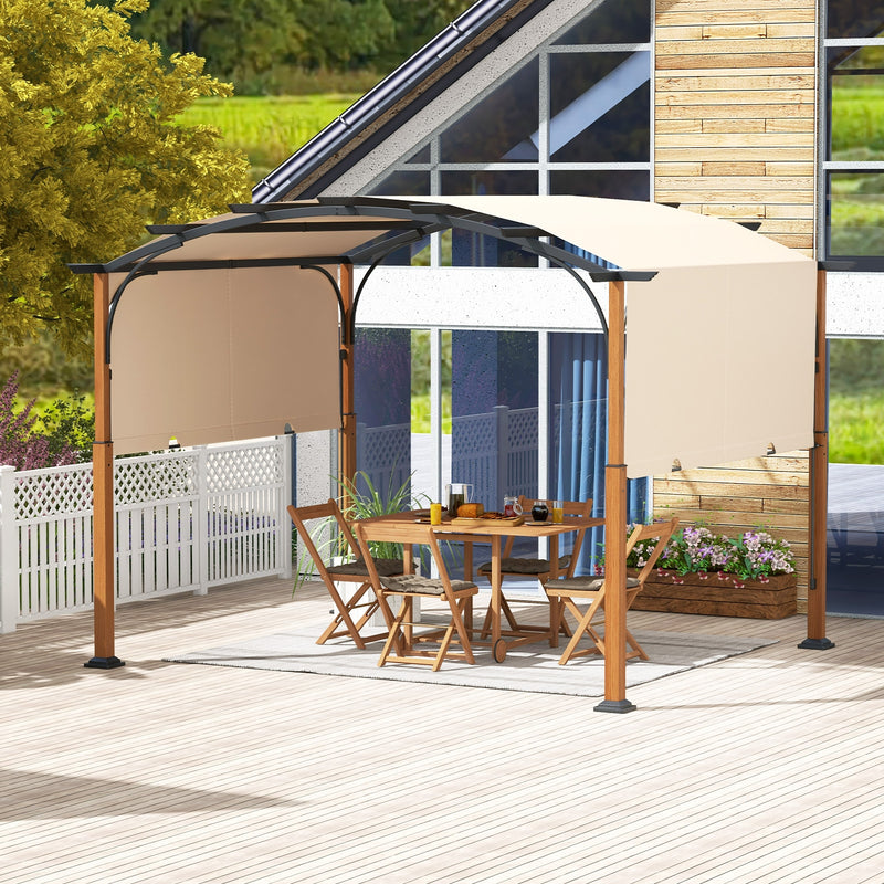 *10 x 12 FT Outdoor Retractable Pergola with Retractable Canopy for Patio - Beige