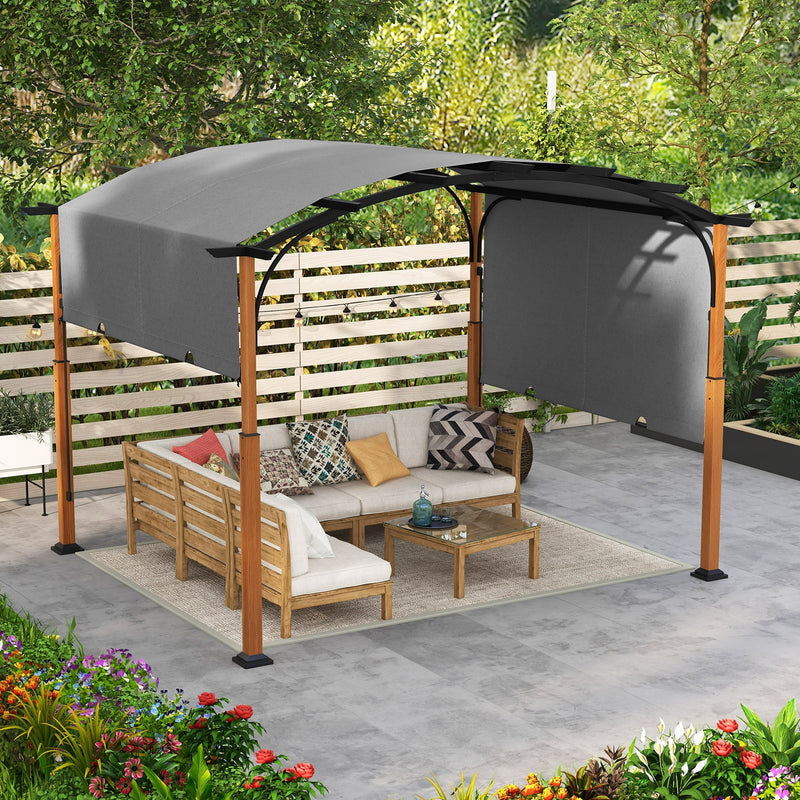 *10 x 12 FT Outdoor Retractable Pergola with Retractable Canopy for Patio - Gray
