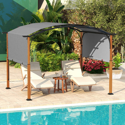 *10 x 12 FT Outdoor Retractable Pergola with Retractable Canopy for Patio - Gray