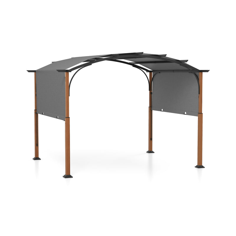 *10 x 12 FT Outdoor Retractable Pergola with Retractable Canopy for Patio - Gray