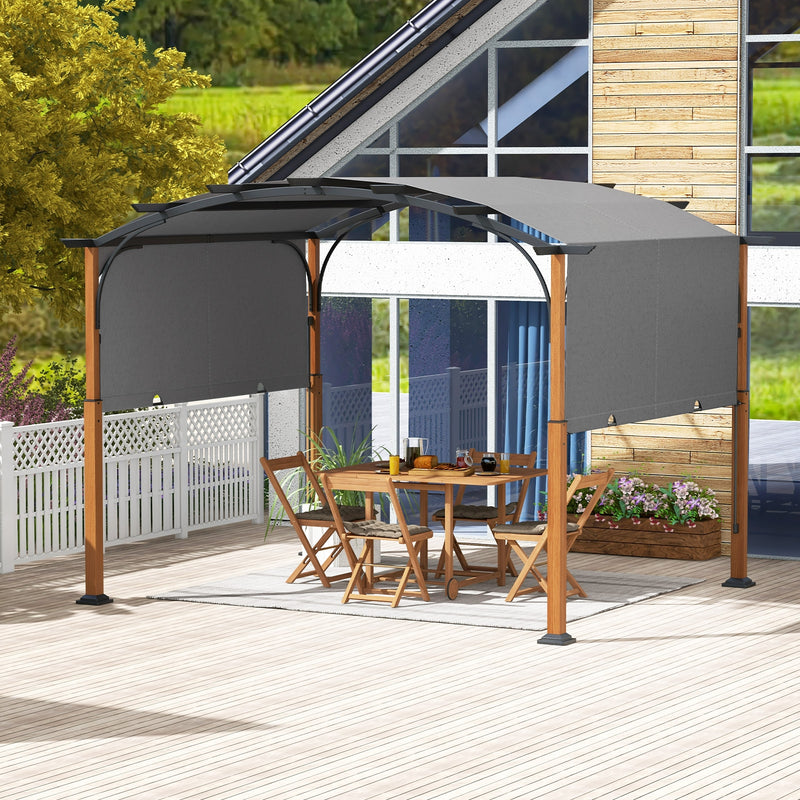 *10 x 12 FT Outdoor Retractable Pergola with Retractable Canopy for Patio - Gray