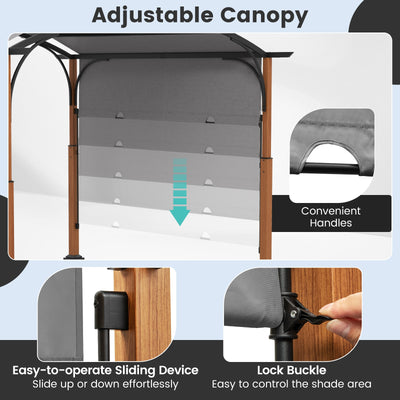 *10 x 12 FT Outdoor Retractable Pergola with Retractable Canopy for Patio - Gray