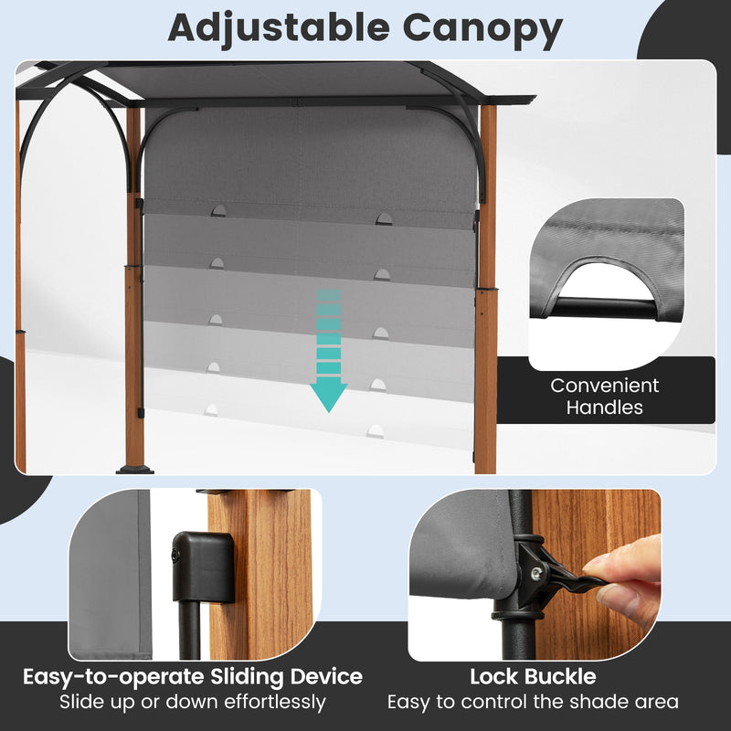 *10 x 12 FT Outdoor Retractable Pergola with Retractable Canopy for Patio - Gray