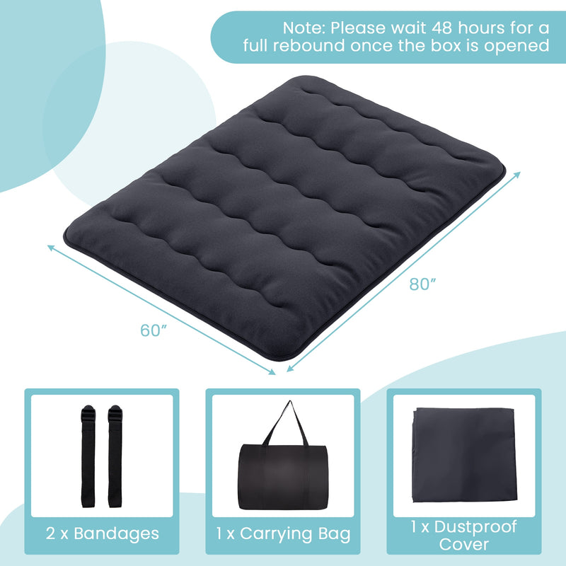 *Futon Mattress with Washable Cover and Foldable Mat - Black - Queen Size