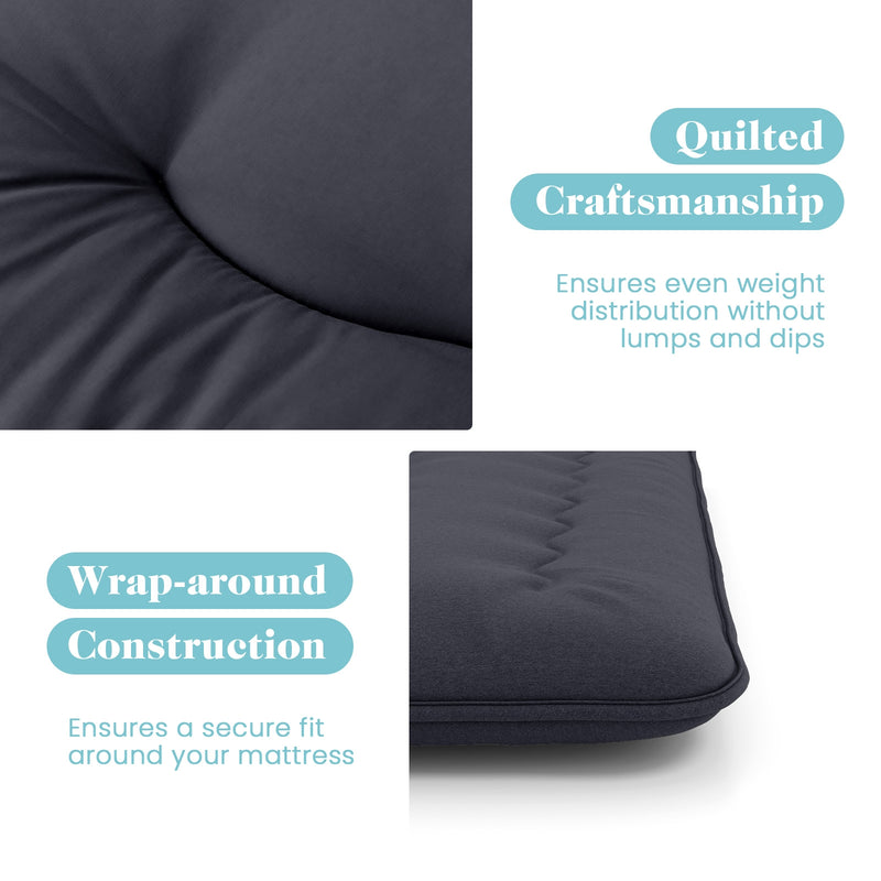 *Futon Mattress with Washable Cover and Foldable Mat - Black - Queen Size
