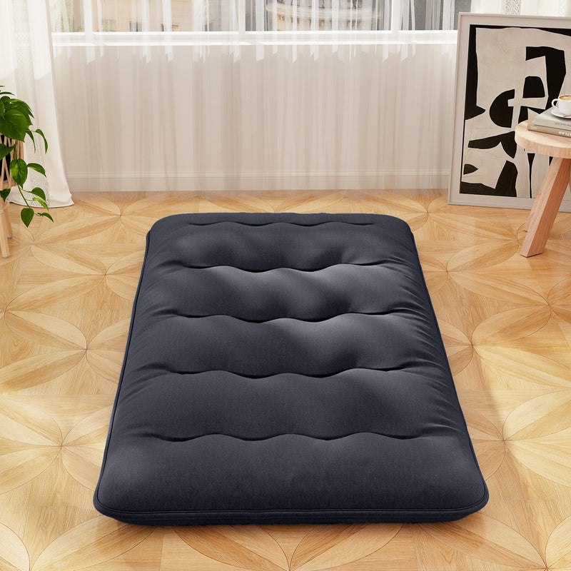 *Futon Mattress with Washable Cover and Foldable Mat - Black - Twin Size