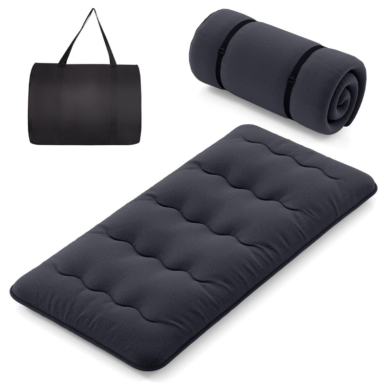*Futon Mattress with Washable Cover and Foldable Mat - Black - Twin Size