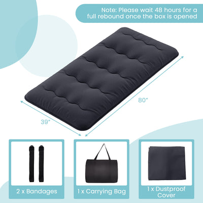 *Futon Mattress with Washable Cover and Foldable Mat - Black - Twin Size