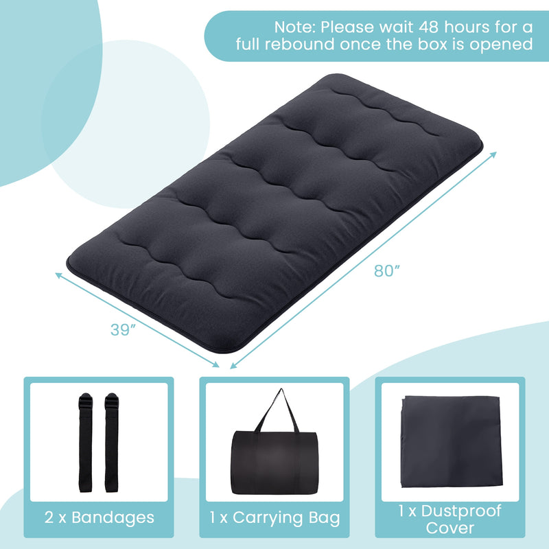 *Futon Mattress with Washable Cover and Foldable Mat - Black - Twin Size