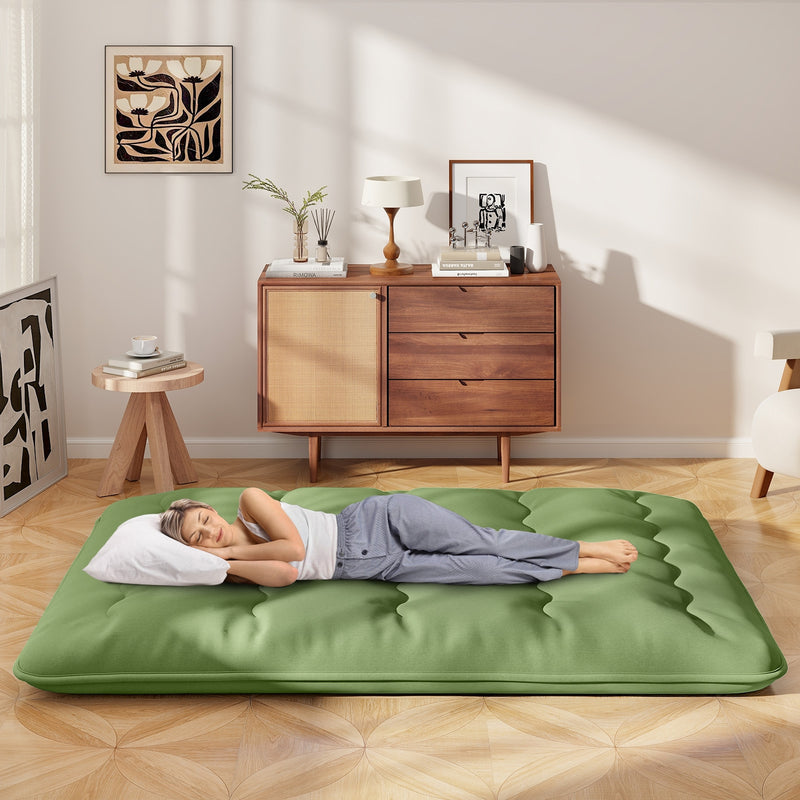 *Futon Mattress with Washable Cover and Carry Bag - Green - Queen Size