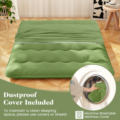 *Futon Mattress with Washable Cover and Carry Bag - Green - Queen Size