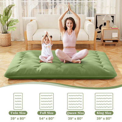 *Futon Mattress with Washable Cover and Carry Bag - Green - Queen Size