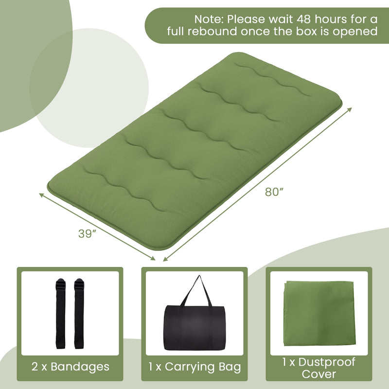 *Futon Mattress with Washable Cover and Carry Bag - Green - Twin Size