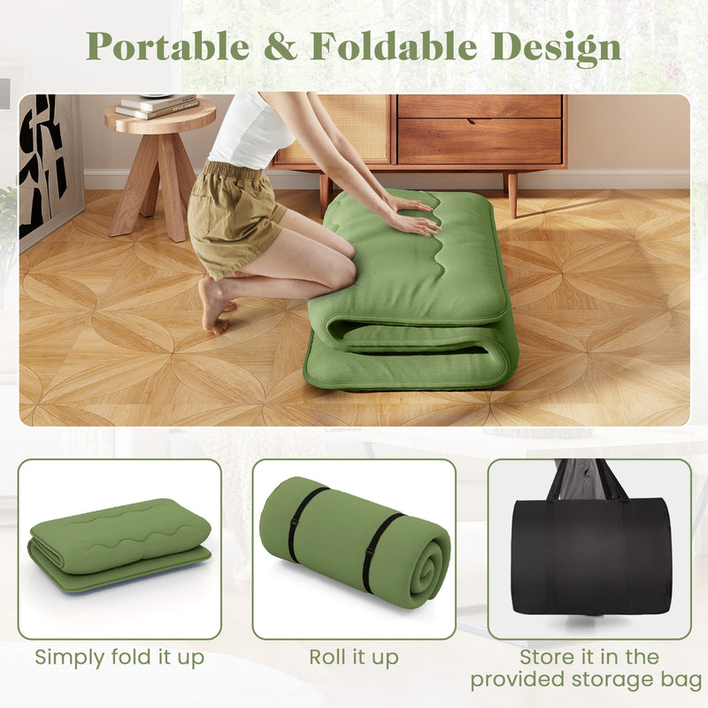 *Futon Mattress with Washable Cover and Carry Bag - Green - Twin Size