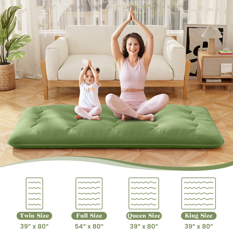 *Futon Mattress with Washable Cover and Carry Bag - Green - Twin Size