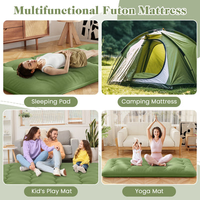 *Futon Mattress with Washable Cover and Carry Bag - Green - Twin Size