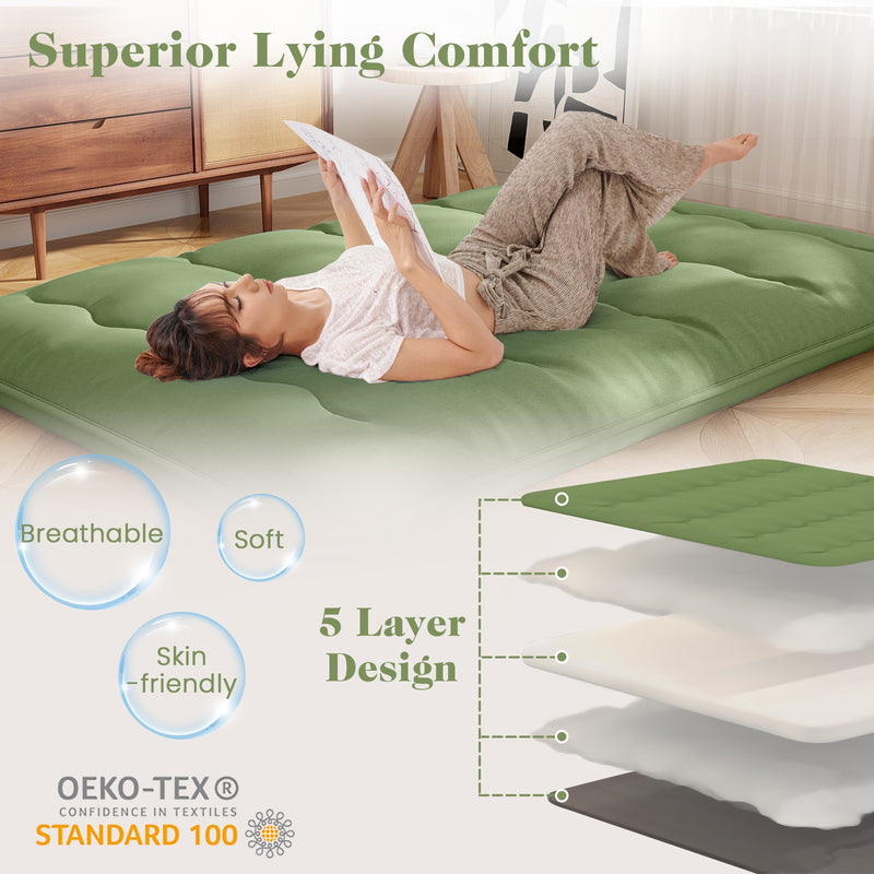 *Futon Mattress with Washable Cover and Carry Bag - Green - Full Size