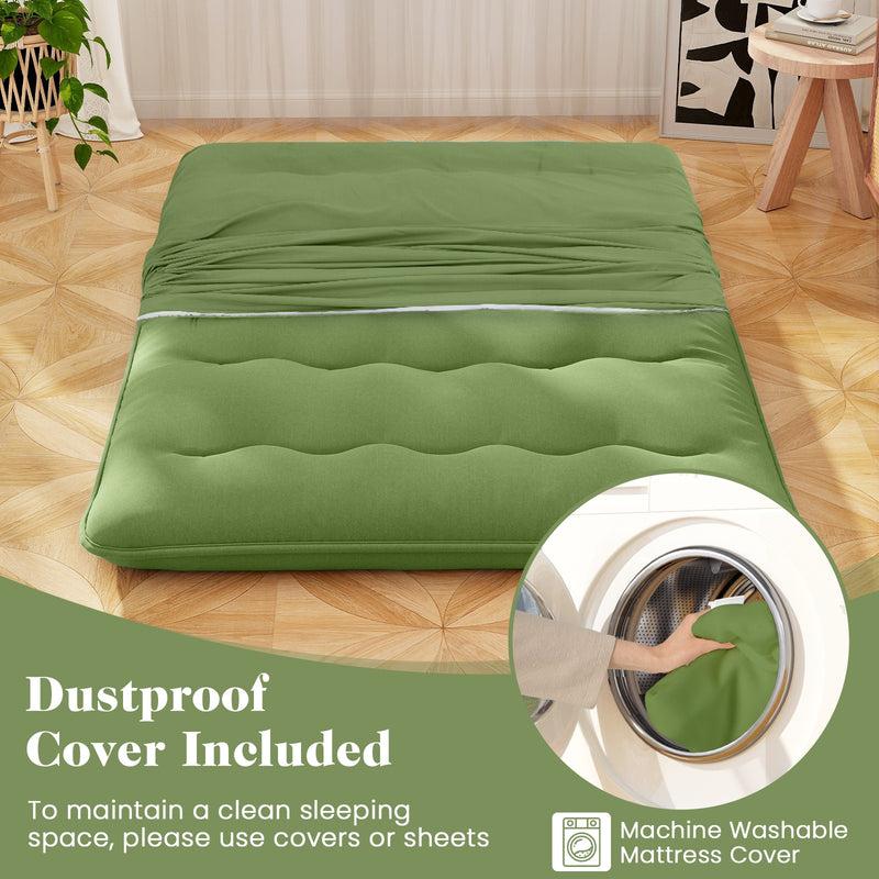 *Futon Mattress with Washable Cover and Carry Bag - Green - Full Size