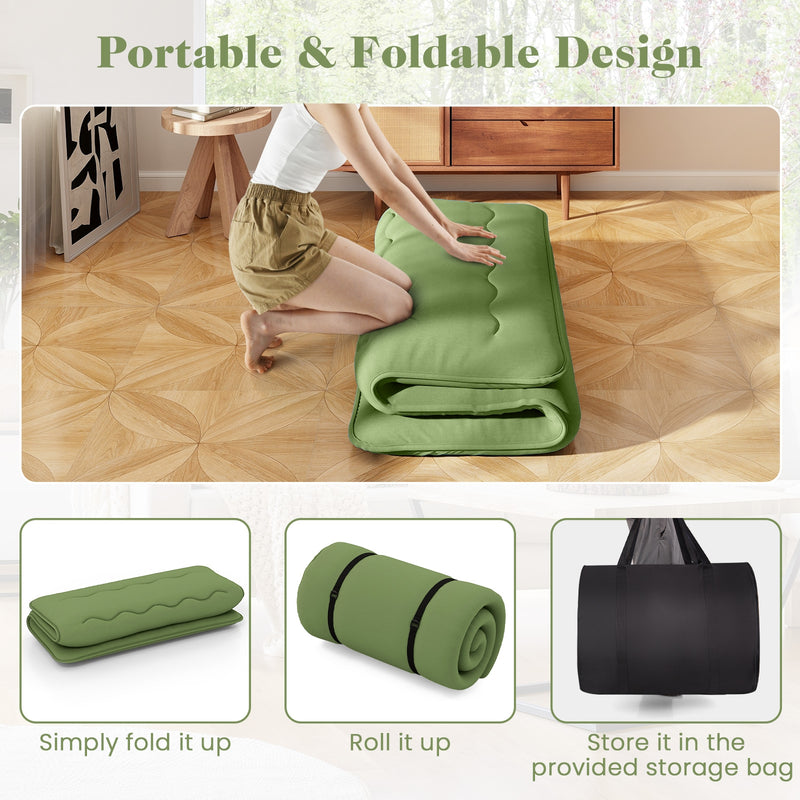 *Futon Mattress with Washable Cover and Carry Bag - Green - Full Size
