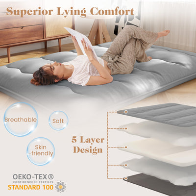 *Futon Mattress with Washable Cover and Carry Bag - Gray - Full Size