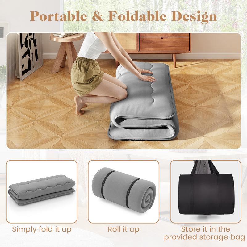*Futon Mattress with Washable Cover and Carry Bag - Gray - Full Size