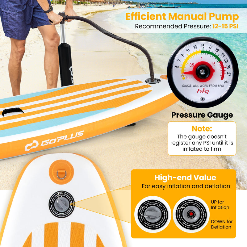*Inflatable Stand up Paddle Board with Adjustable Paddle and 3 Fins for Adults and Youths - S