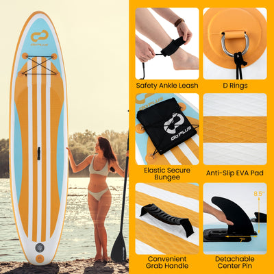 *Inflatable Stand up Paddle Board with Adjustable Paddle and 3 Fins for Adults and Youths - S