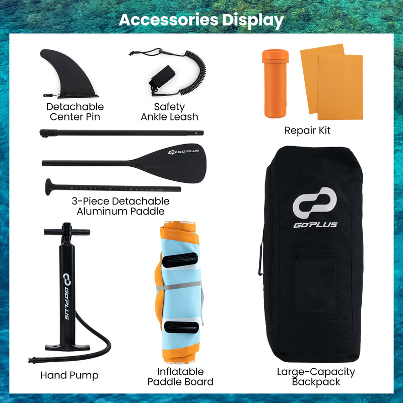 *Inflatable Stand up Paddle Board with Adjustable Paddle and 3 Fins for Adults and Youths - S