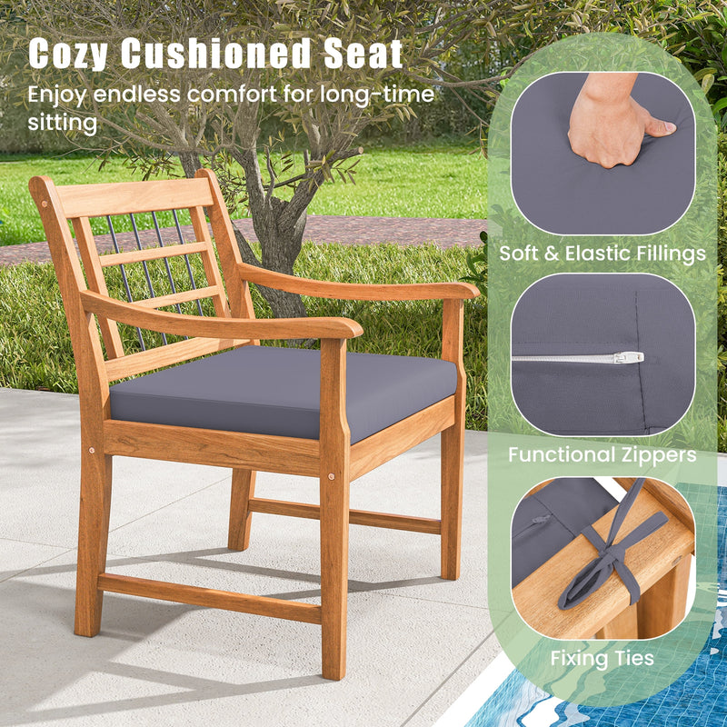 3 Piece Wood Patio Furniture Set with Seat Cushions and Acacia Wood Frame-Gray