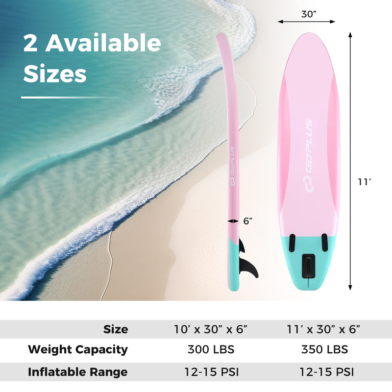 *10/11 Feet Inflatable Stand up Paddle Board with 3 Fins and Adjustable Paddle - L