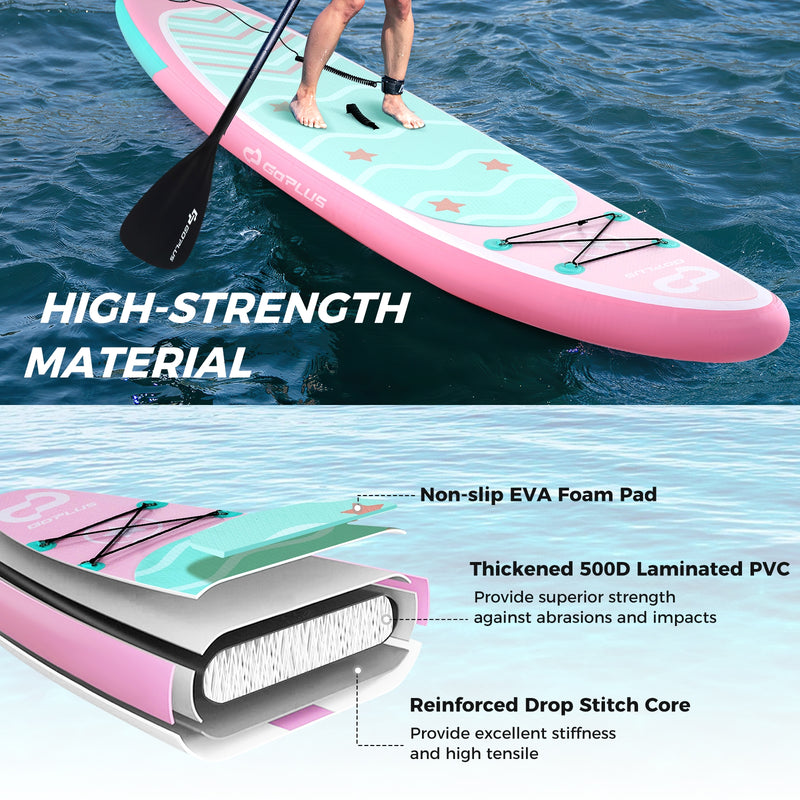 *10/11 Feet Inflatable Stand up Paddle Board with 3 Fins and Adjustable Paddle - L